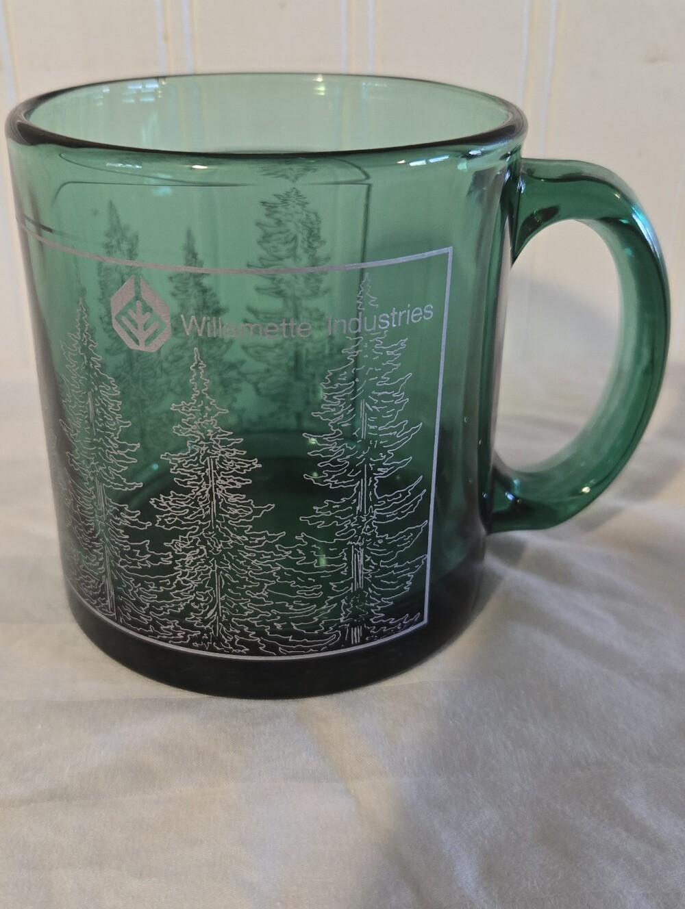 Vintage Willamette Industries Green Glass Mug